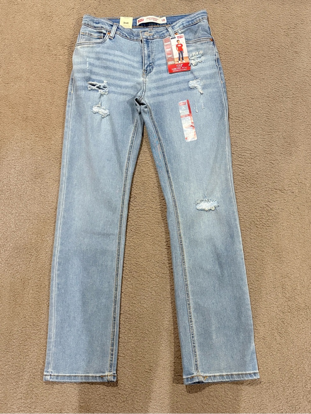 Levi’s Performance 511 Slim Fit Distressed Jeans Boys Size 18. 29x31